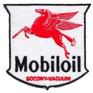 1 VINTAGE Mobil Oil IRON ON PATCH Embroidered Adhesive Applique