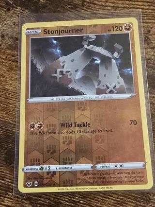 Pokemon Stonjourner reverse holo rare card 114/202