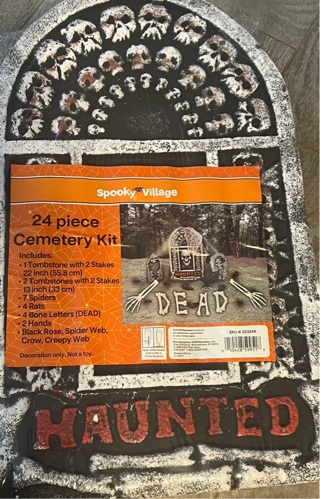 Halloween 24 pc Cemetary Kit 24 x 13 x 3 in Sturdy Styrofoam. New