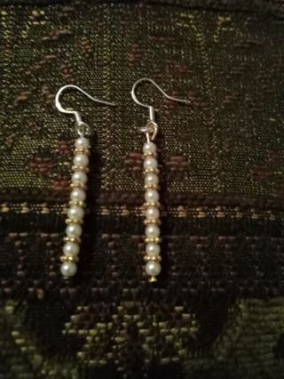 Imitation pearl 3in ight wieght Beaded 925 hook earrings new