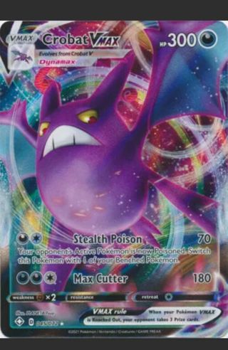 NM Ultra Rare Crobat VMAX Textured full Art Pokemon card TCG SWSH