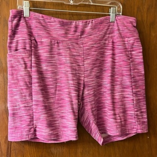 No Boundaries pink and white striped shorts