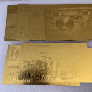 7 piece set GOLD FOIL Euro notes-SEE PHOTOS