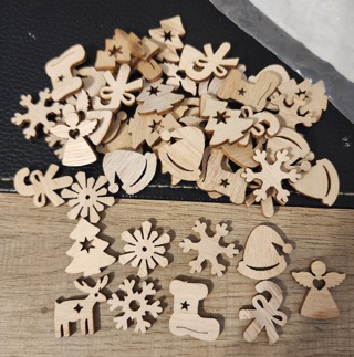 NEW - Wood Holiday Craft Pieces - 48 pieces in package0