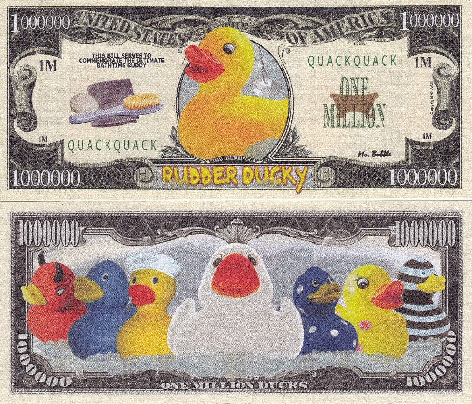 Free: Rubber Ducky Million Dollar Bill Play Funny Money Novelty Note