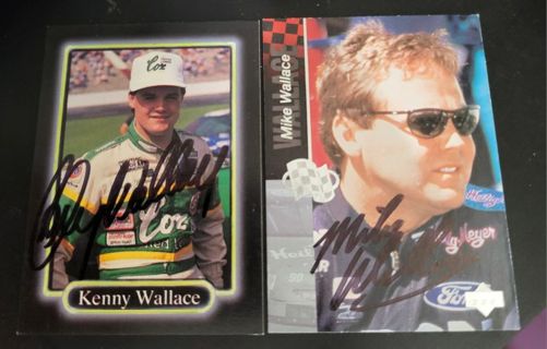 Nascar Kenny & Mike Wallace autographed cards