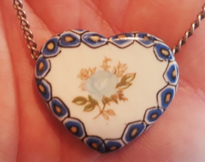 Ceramic Heart Necklace, 16"