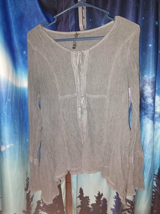 Monoreno Gray Boho Style Tunic Top / Ladies Size Large