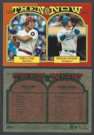 2024 Topps Heritage Then & Now Fred Lynn and Shohei Ohtani #TAN-8 SLG% Leaders - Red Sox Dodgers