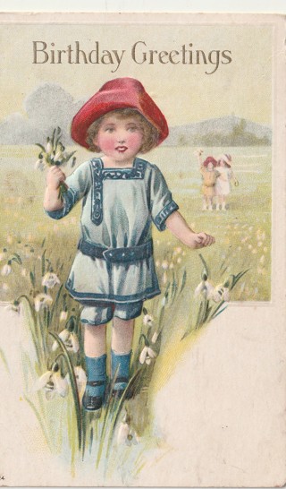 Vintage Used Postcard: (I): Pre Linen: Happy Birthday