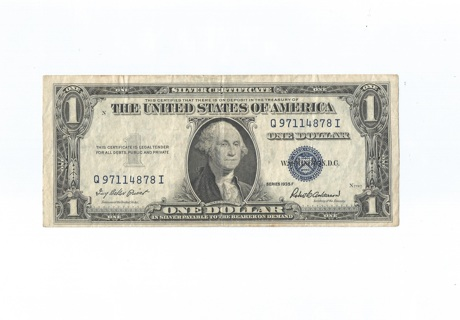 silver certificate dollar bill 1935 (F) Series Note collectible free shipping