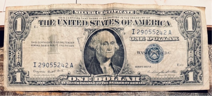 Vintage Series 1957 A Blue Seal One Dollar Silver Certificate 