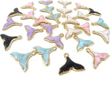 10pc Mixed Enamel Fish Tail Charms Lot 2 (PLEASE READ DESCRIPTION)