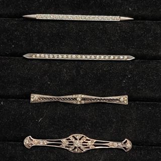 4 vintage sterling silver bar style pins