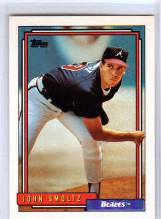 John Smoltz, 1992 Topps Card #1245, Atlanta Braves, Hall of Famer, (L3