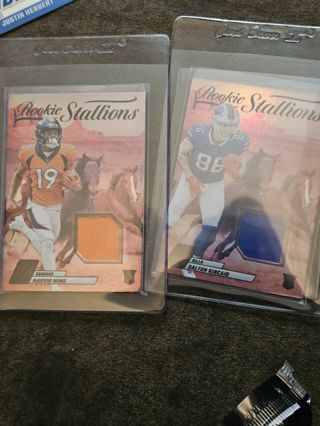 Rookie stallions patch card Marvin Mims and Dalton Kincaid