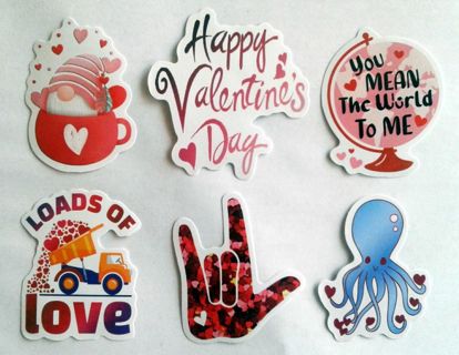 Six Valentine's Day Vinyl Stickers #3