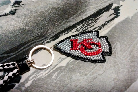 New - Kansas City Chiefs Beaded Keychain 