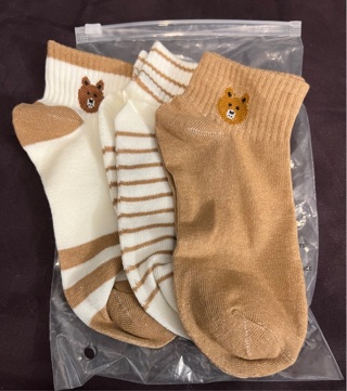 New: 3 Pairs Size Large Tan, Brown & Striped Ladies Ankle Socks. So Soft and Cute!! Poly/Spandex