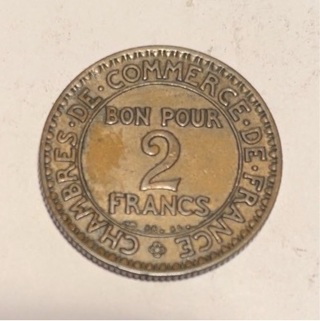 Vintage 1923 France 2 Francs Coin