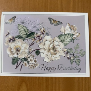 White Flowers Birthday Card