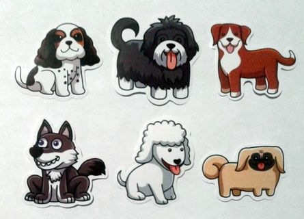 Six Cute Dog Vinyl Stickers