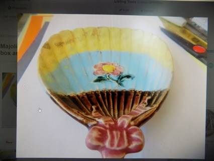 Antique marjolin pottery fan shape calling card tgray Figural  Circa abt 1800
