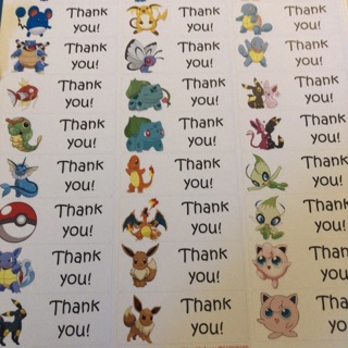 Pokémon Thank You labels 