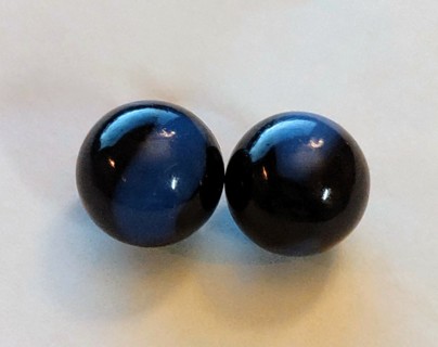 (2) Vintage Black Blue Marbles