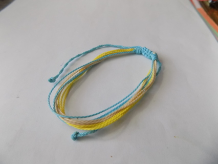 Bracelet string multi strand green and blue