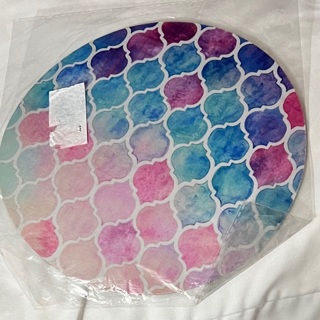 Brand New Multi Colored, Circular, Mouse Pad. Size: 8” Across 