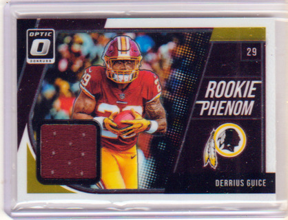 Derrius Guice, 2018 Panini donruss Optic ROOKIE RELIC Card #RP-DG, Washington Redskins, (H)