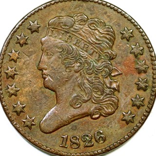 1826 Half Cent, Used, Little Wear,  Insured, Refundable,  Ships FREE