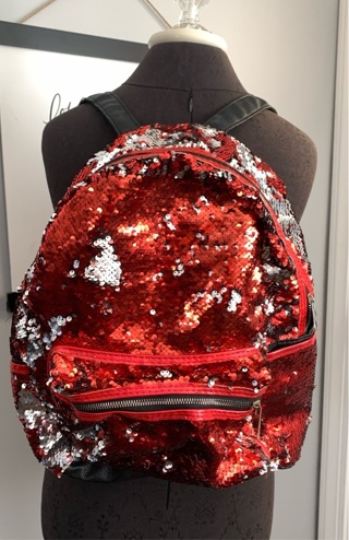 Sexy Silver & Red Sequin Women’s Backpack 