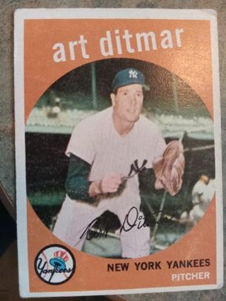 1959 T.C.G. ART DITMAR NEW YORK YANKEES BASEBALL CARD# 374