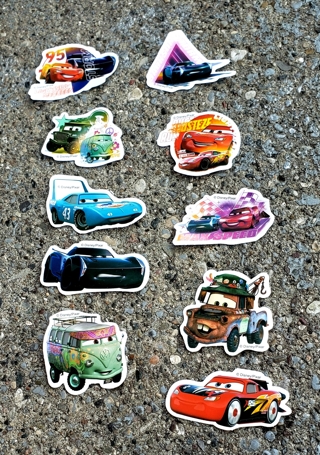 DISNEY CARS LARGE WATERPROOF GLOSSY STICKERS STYLE 1 FOR LAPTOP SCRAPBOOK WATER BOTTLE SKATEBOARD 