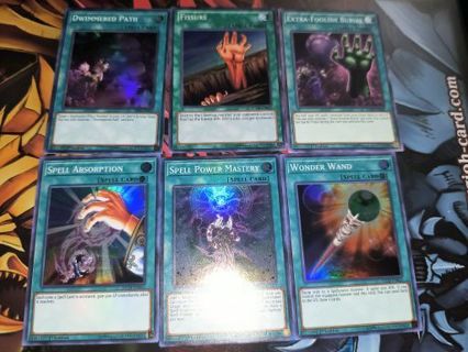 6 mint condition super rare holo Yugioh Spell Cards