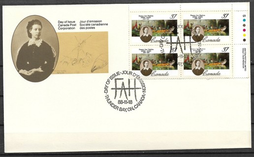 1988 Canada sc1227 Frances Ann Hopkins PB4 FDC