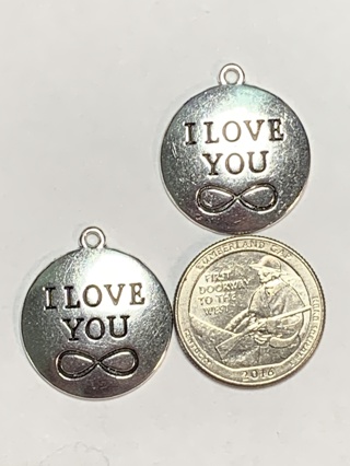 ♥♥I LOVE YOU CHARMS~#5~SILVER~SET OF 2 CHARMS~FREE SHIPPING♥♥