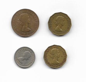 Set of 4 Vintage British Queen Elizabeth II Coins