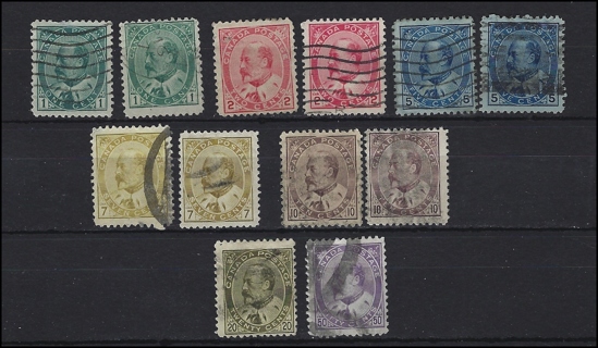 1903-08 Canada stamps (12), King Edward VII, U/F-VF, Scott 89-95 incl, High CV
