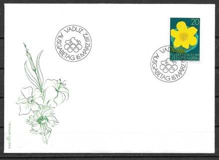 1972 Liechtenstein Sc500 Flowers: Anemone FDC