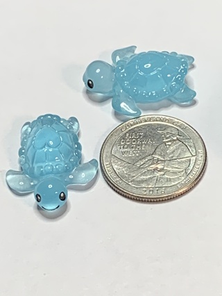 TURTLES~#2~BLUE~SET OF 2 TURTLES~GLOW IN THE DARK~FREE SHIPPING!