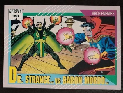 Dr Strange Vs Baron Mordo Trading Card Marvel Comics 1991 #110