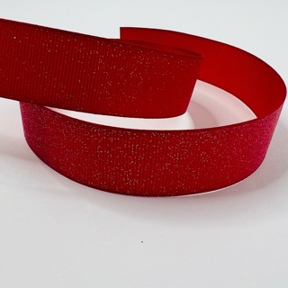 Red Sparkly Grosgrain 7/8” Wide Ribbon 