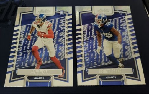 2023 Absolute Jaylen Hyatt / Deonte Banks Rookie Cards New York Giants