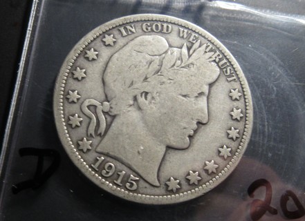 ★★ 1915-D BARBER HALF DOLLAR VG ★★ **90% SILVER** "BETTER DATE"