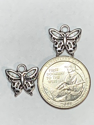 BUTTERFLY CHARMS~#16~SILVER~SET OF 2 CHARMS~SET 3~FREE SHIPPING!