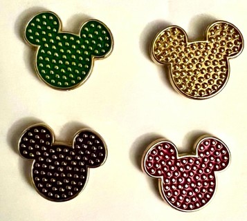4 Disney Pins - 4 COLORS, gold-toned, MICKEY MOUSE HEADS - Wear or Trade