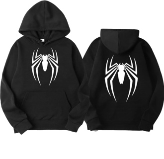 2024 New Men's Hoodie Street Fashion Spider Print Sweatshirt Fleece Ladies Casual Funny Loose